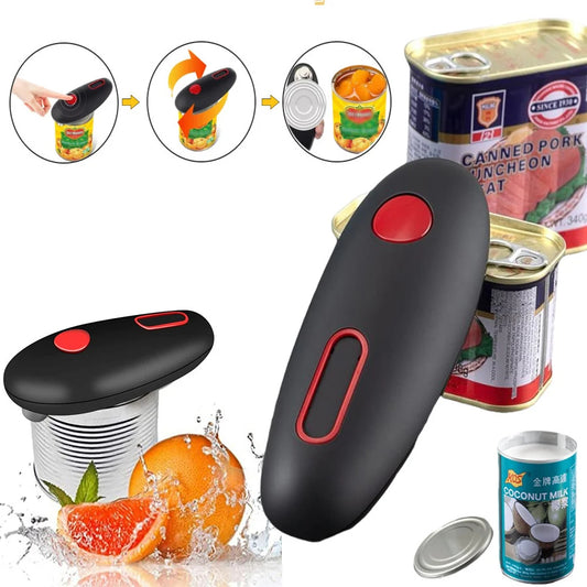 Portable electric can opener: Hands-free, one-touch operation for jars, bottles, and cans